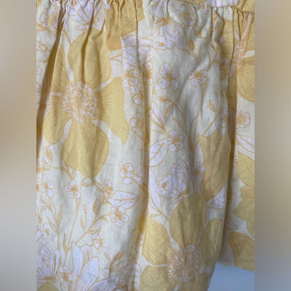 Baby Gap Yellow Linen Blend Ruffle Floral Dress White Lined Side Zip Size 3 - Picture 2 of 4
